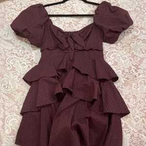 Crystal Doll Burgundy Ruffle Mini Dress